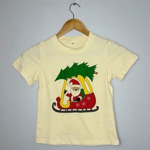 Kids Cream Santa Sleigh T-Shirt